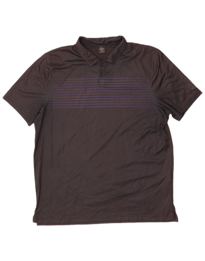 Oakley Mens Polo Shirt 2XL Black Striped Polyester