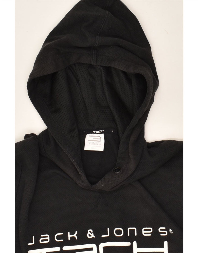 JACK & JONES Mens Graphic Hoodie Jumper Large Black Cotton | Vintage Jack & Jones | Thrift | Second-Hand Jack & Jones | Used Clothing | Messina Hembry 