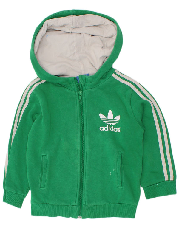 Adidas Baby Boys Graphic Zip Hoodie Sweater 18-24 Months Green Cotton