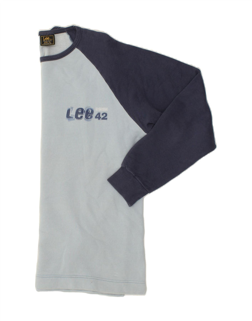 LEE Mens Sweatshirt Jumper XL Blue Colourblock | Vintage Lee | Thrift | Second-Hand Lee | Used Clothing | Messina Hembry 