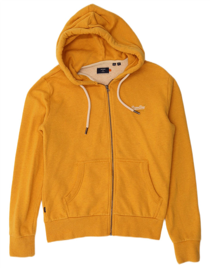 Superdry Mens Zip Hoodie Sweater Medium Yellow Cotton