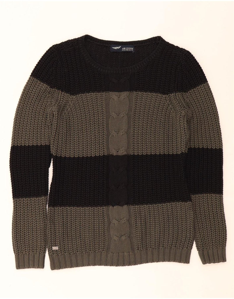 ARIZONA Womens Boat Neck Jumper Sweater UK 12 Medium Black Colourblock Vintage Arizona and Second-Hand Arizona from Messina Hembry 