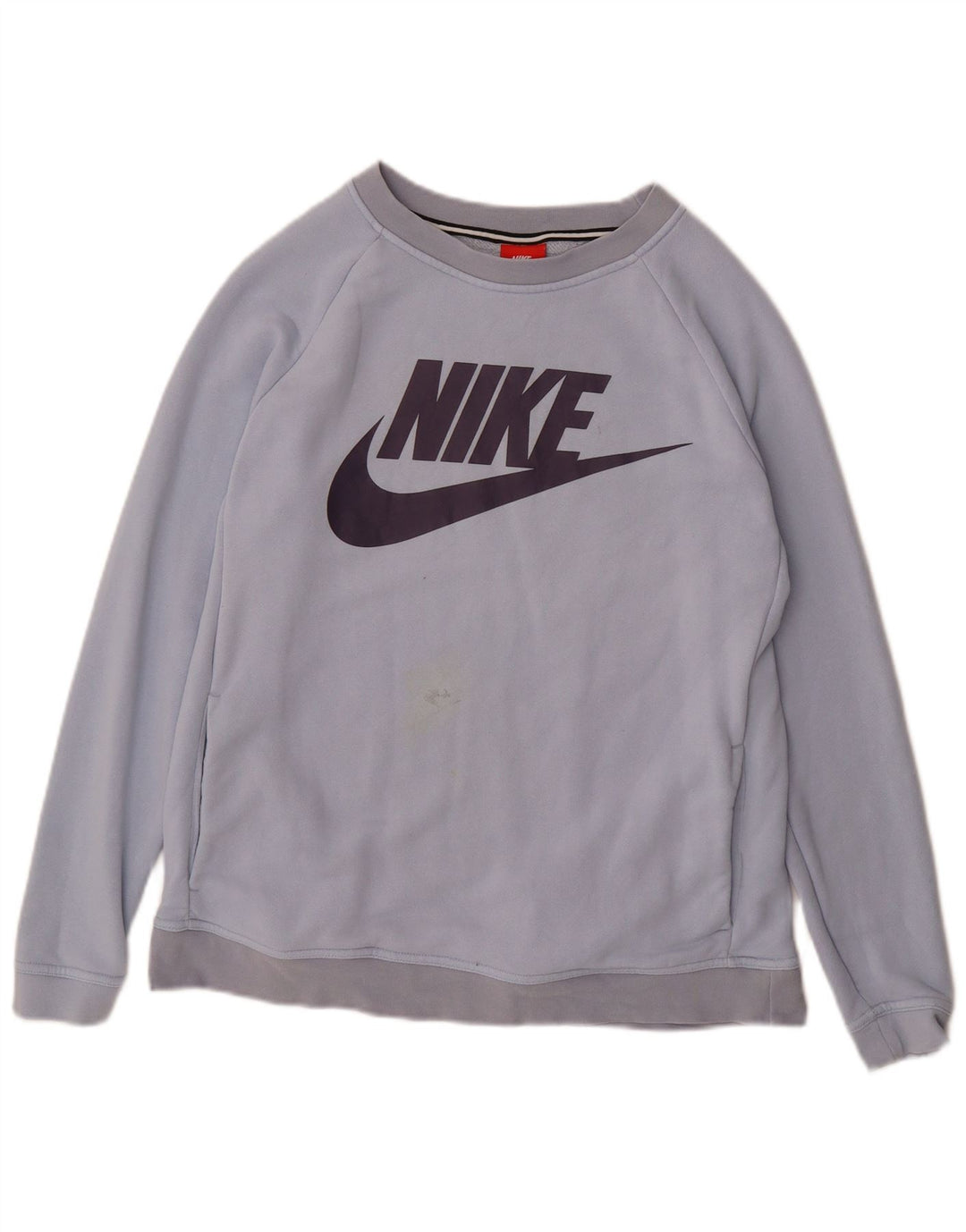 NIKE Womens Graphic Sweatshirt Jumper UK 14 Medium Blue Cotton