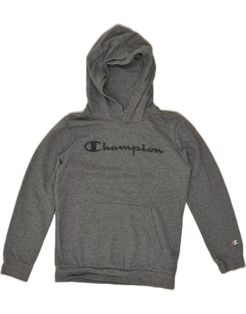 CHAMPION Boys Graphic Hoodie Jumper 11-12 Years Large  Grey Cotton | Vintage Champion | Thrift | Second-Hand Champion | Used Clothing | Messina Hembry 