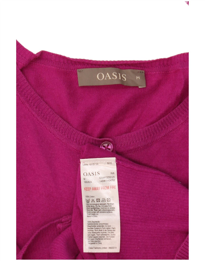 Oasis Womens Cardigan Sweater UK 12 Medium Pink Cotton