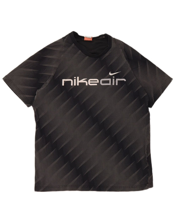 Nike Mens Graphic T-Shirt Top UK 42/44 Large Grey Striped Cotton