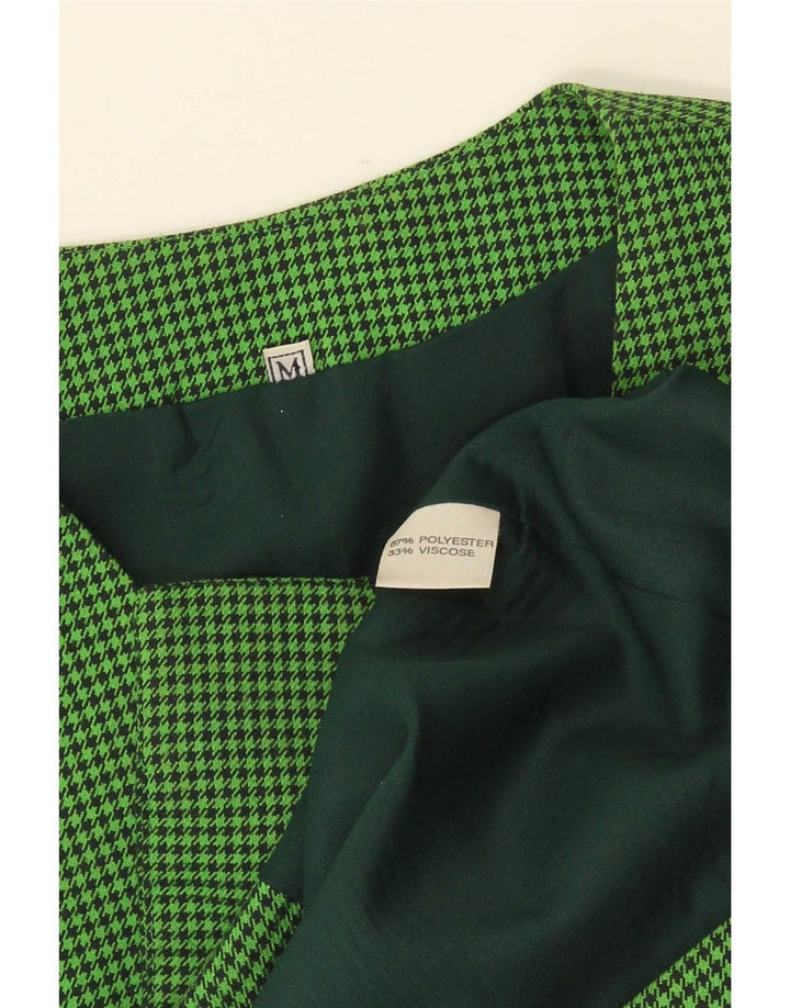 Vintage Womens Sleeveless Blazer Jacket UK 12 Medium Green Houndstooth