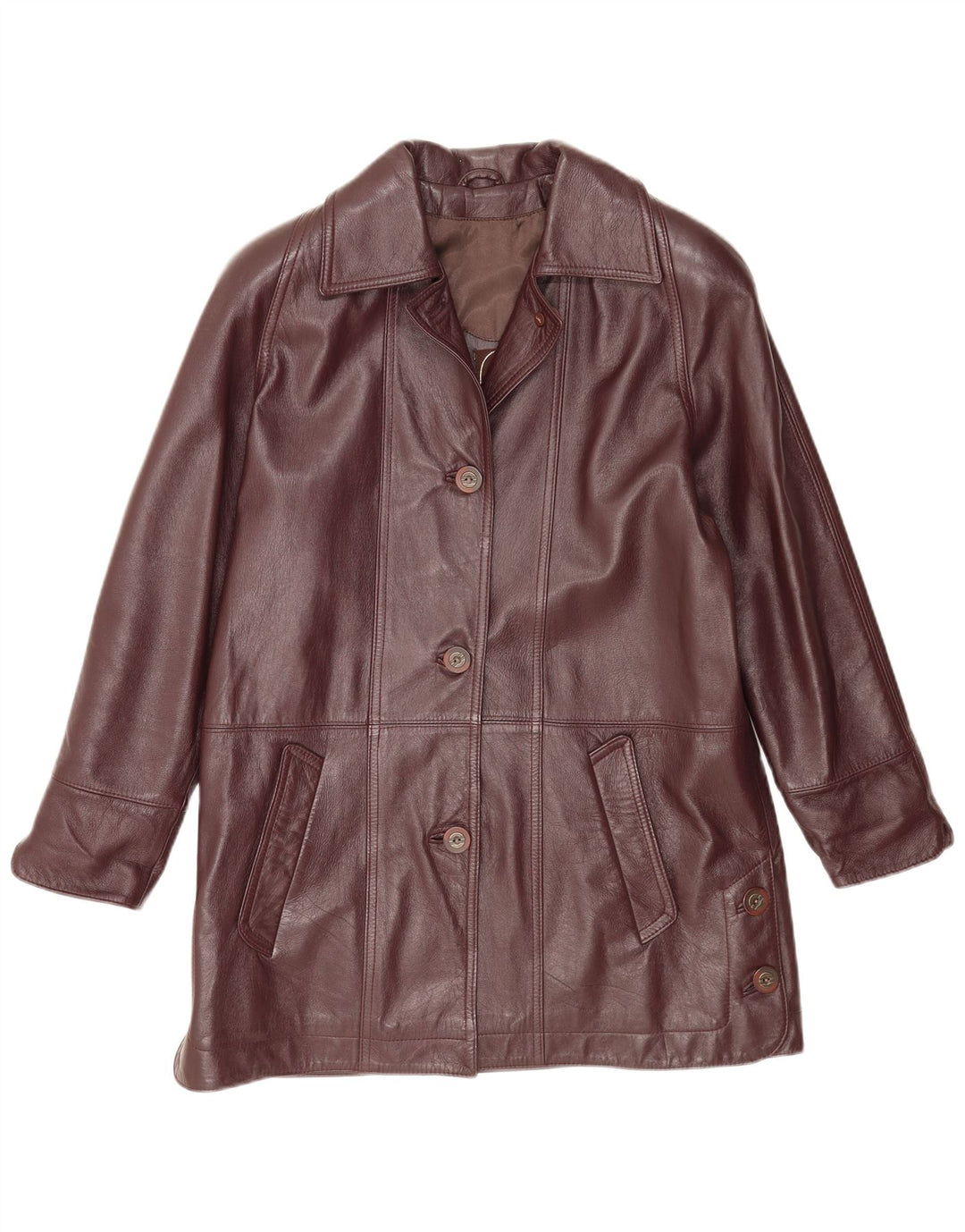Vintage Womens Leather Coat IT 44 Medium Brown
