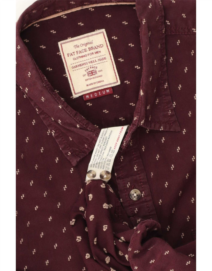 Fat Face Mens Shirt Medium Burgundy Spotted Cotton