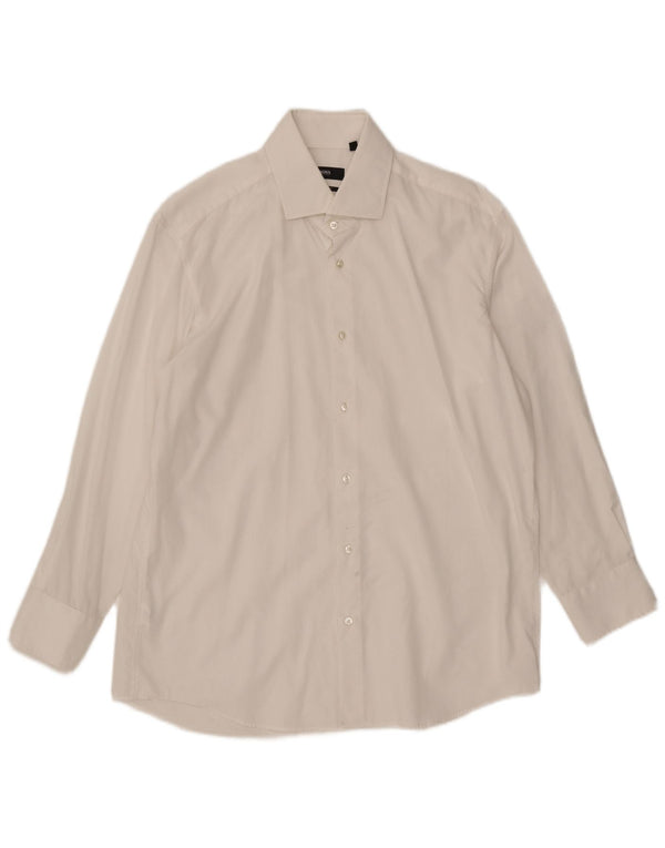 Hugo Boss Mens Regular Fit Shirt Size 16 1/2 42 Large White Cotton