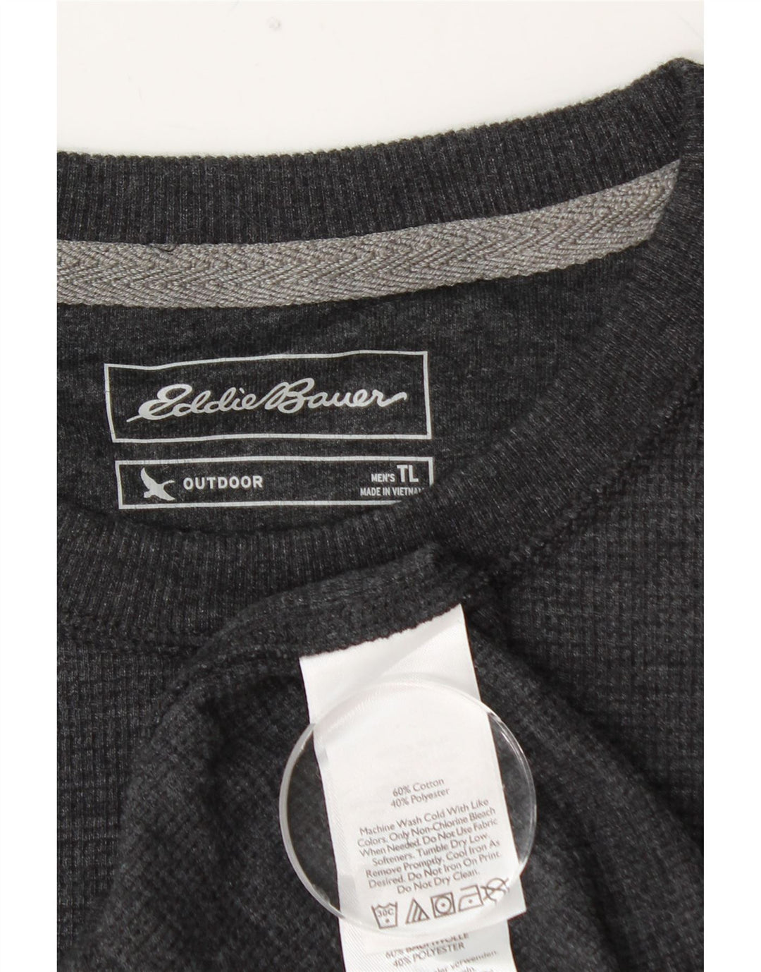 EDDIE BAUER Mens Top Long Sleeve Large Grey Cotton
