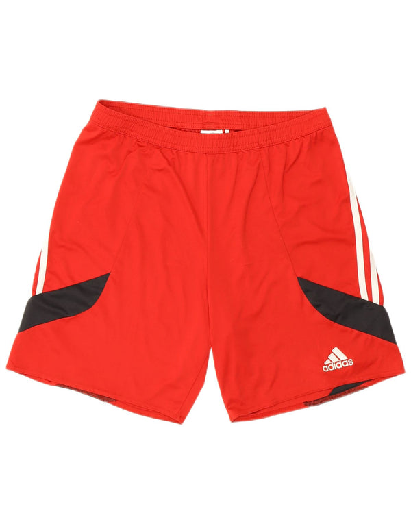 Adidas Mens Climalite Sport Shorts Medium Red Colourblock Polyester