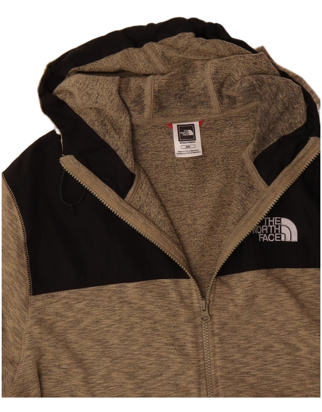 THE NORTH FACE Mens Zip Hoodie Sweater Medium Brown Colourblock Cotton