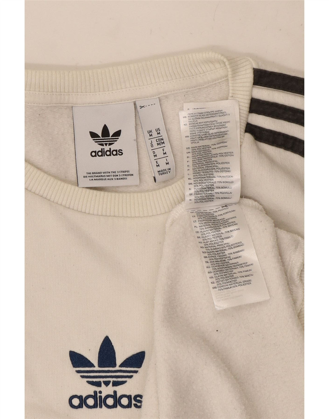 Adidas Mens Sweatshirt Jumper Medium White Cotton