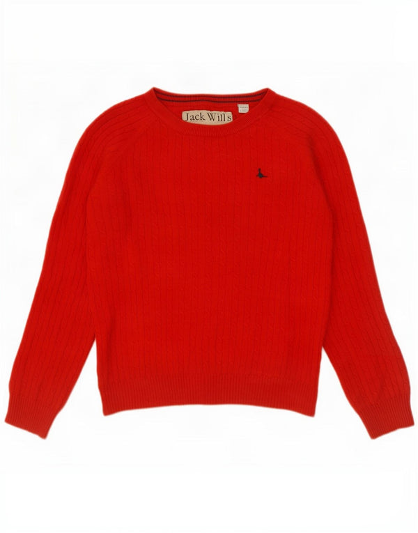 Jack Wills Womens Boat Neck Jumper Sweater UK 12 Medium Red Cotton