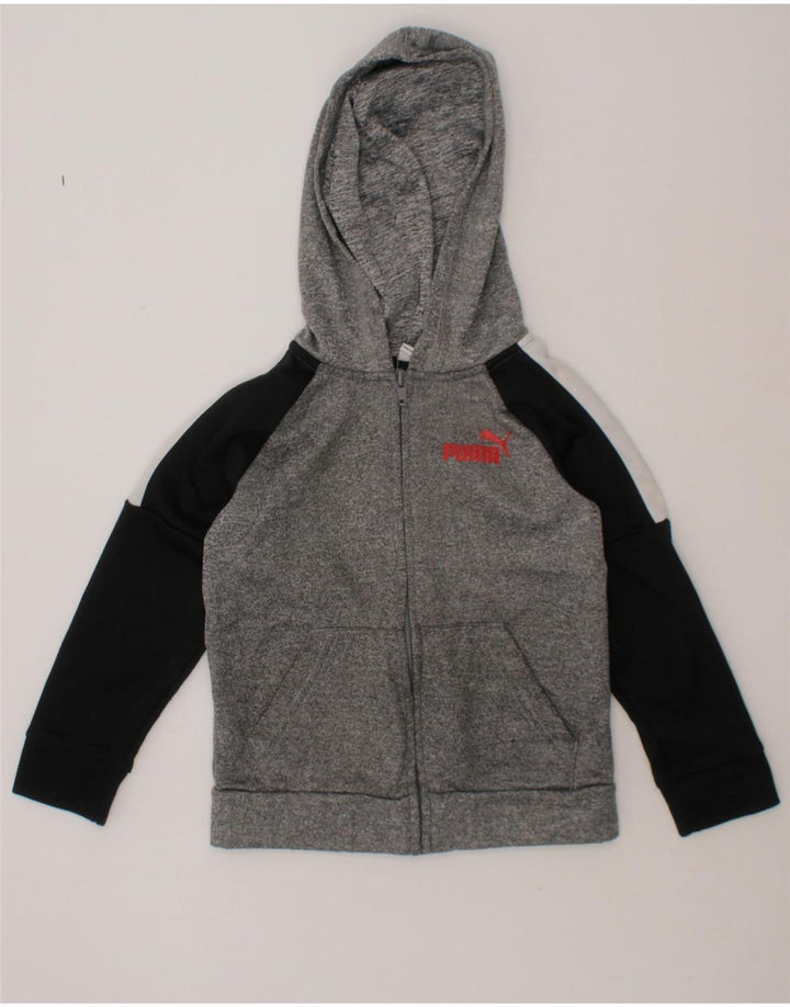 PUMA Boys Zip Hoodie Sweater 3-4 Years Grey Colourblock Polyester Vintage Puma and Second-Hand Puma from Messina Hembry 
