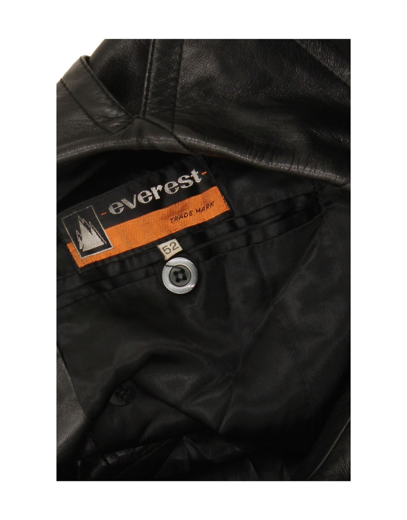 EVEREST Mens Double Breasted Leather Coat IT 52 XL Black Leather Vintage Everest and Second-Hand Everest from Messina Hembry 