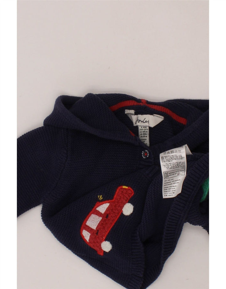 JOULES Baby Girls Graphic Hooded Cardigan Sweater 3-6 Months Navy Blue