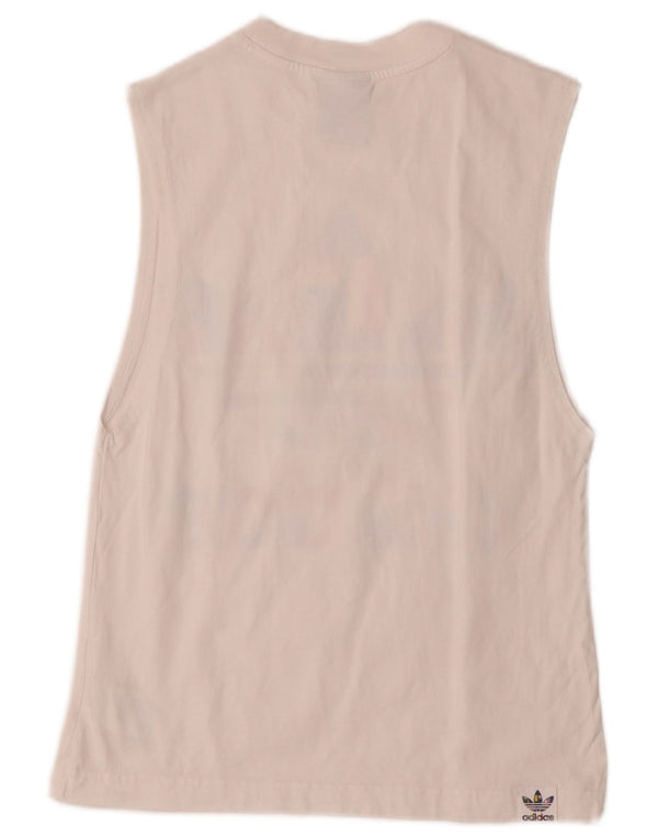 Adidas Womens Graphic Vest Top UK 10 Small White Cotton