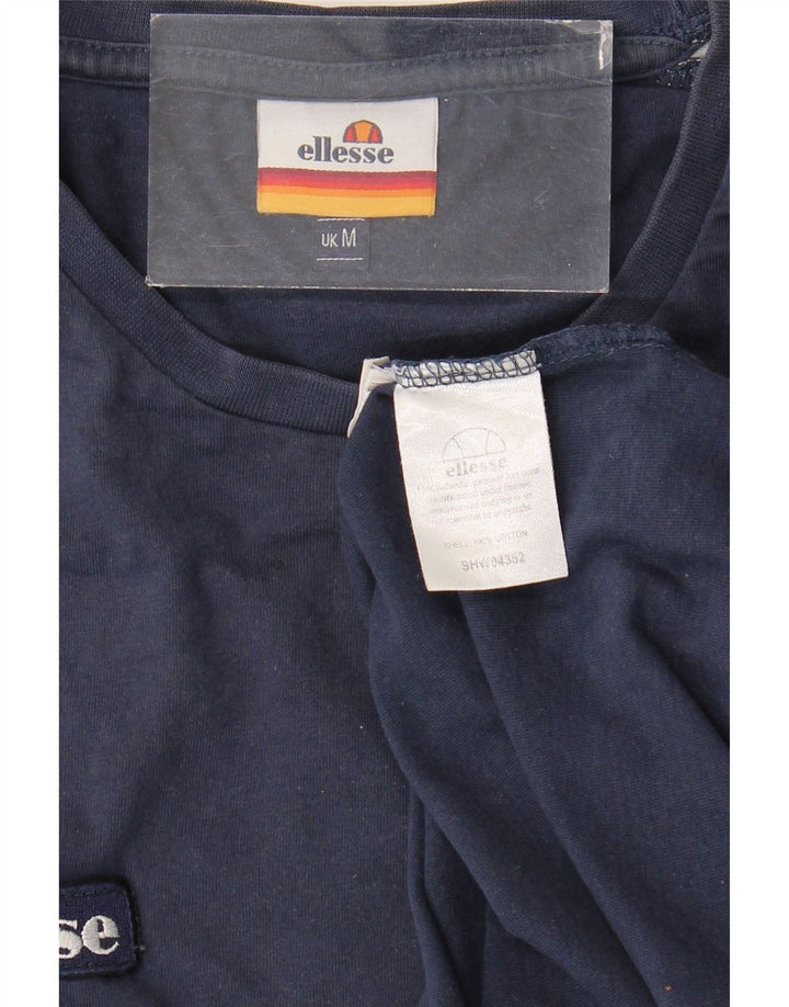 ELLESSE Mens T-Shirt Top Medium Navy Blue Colourblock Cotton
