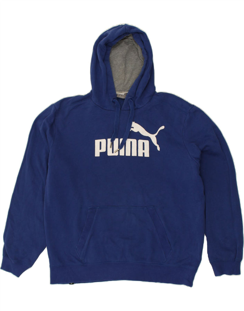 PUMA Mens Graphic Hoodie Jumper Large Blue | Vintage Puma | Thrift | Second-Hand Puma | Used Clothing | Messina Hembry 