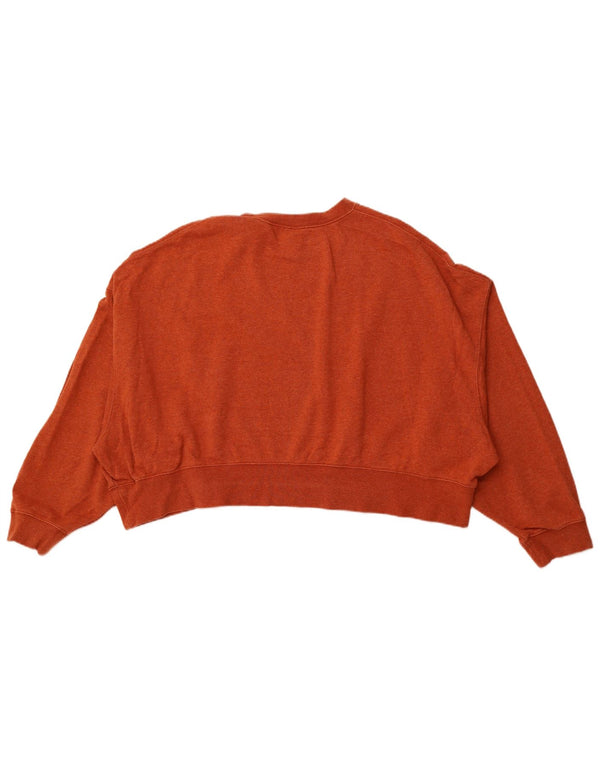 NIKE Womens Crop Oversized Sweatshirt Jumper UK 16 Large Orange Cotton
