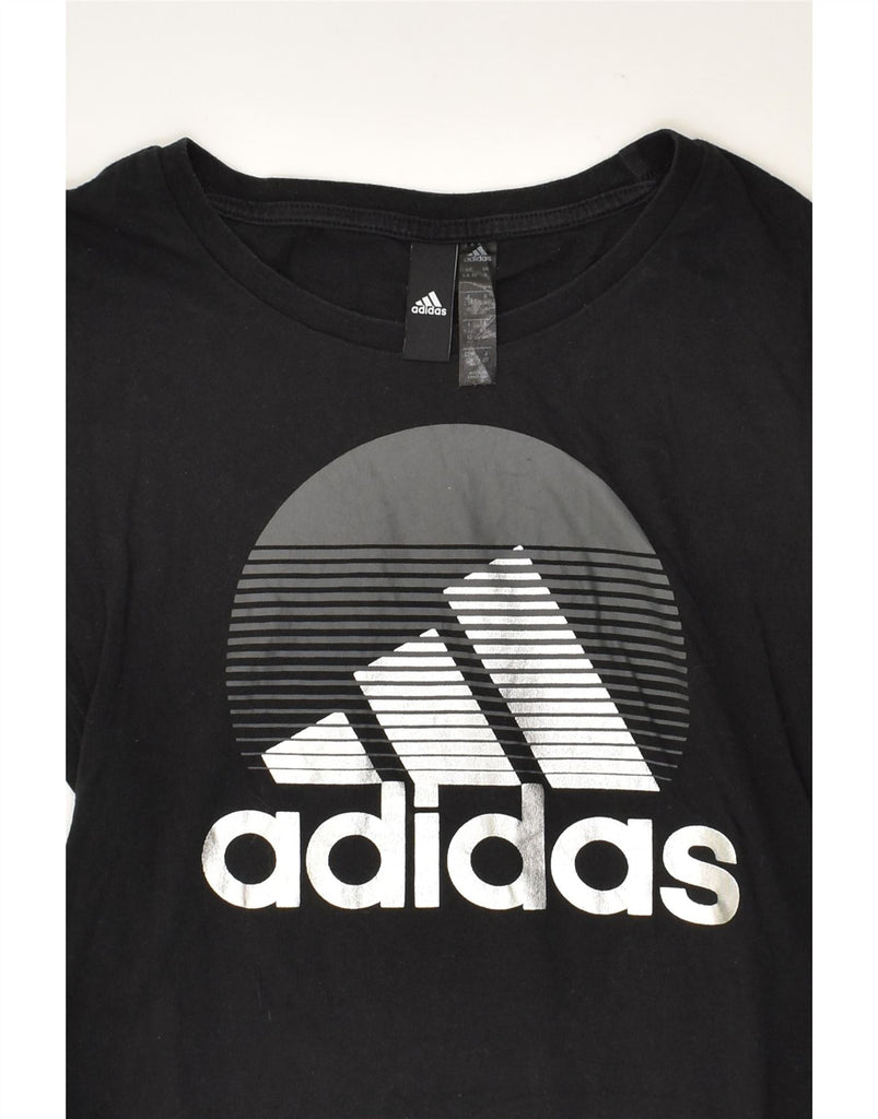 ADIDAS Womens Graphic T-Shirt Top UK 8/10 Small Black Cotton | Vintage Adidas | Thrift | Second-Hand Adidas | Used Clothing | Messina Hembry 