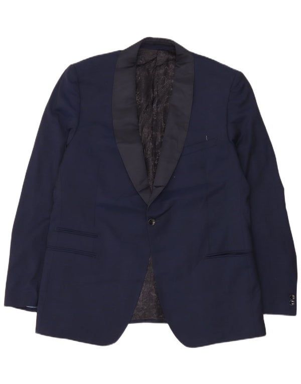 Marks & Spencer Mens Long Slim Fit Blazer Jacket UK 44 XL Navy Blue