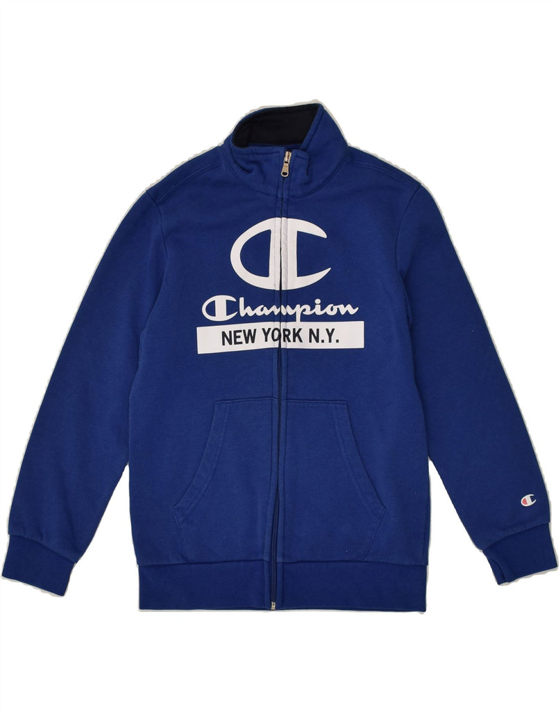 CHAMPION Boys Graphic Tracksuit Top Jacket 9-10 Years Medium Blue Cotton | Vintage Champion | Thrift | Second-Hand Champion | Used Clothing | Messina Hembry 