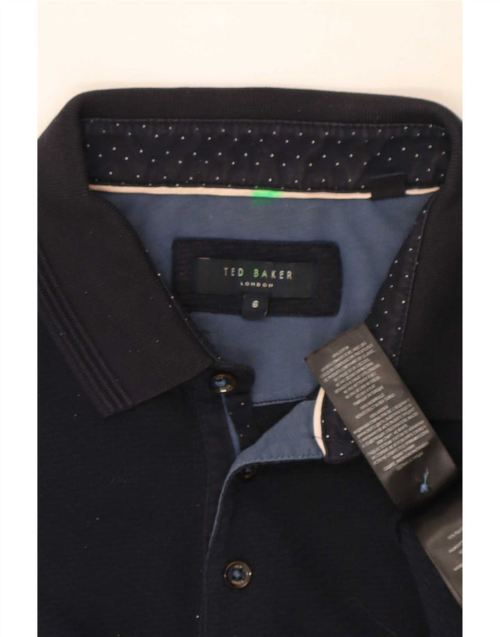 Ted Baker Mens Polo Shirt Size 6 2XL Navy Blue Cotton