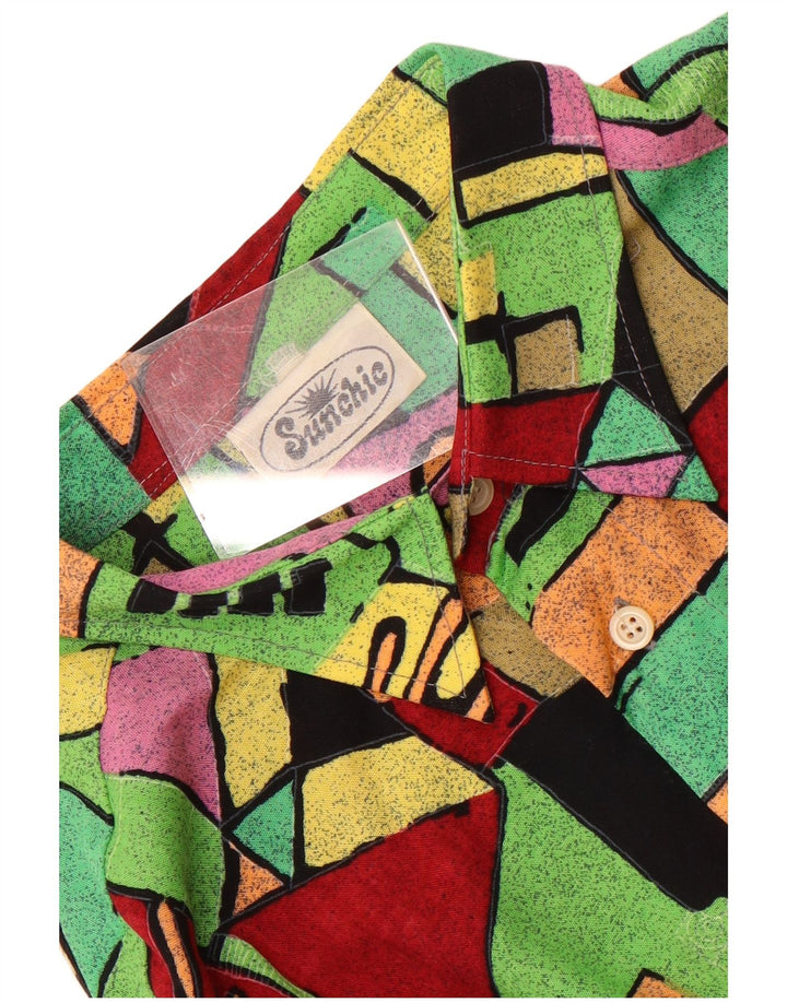 Vintage Mens Short Sleeve Shirt Large Multicoloured Geometric