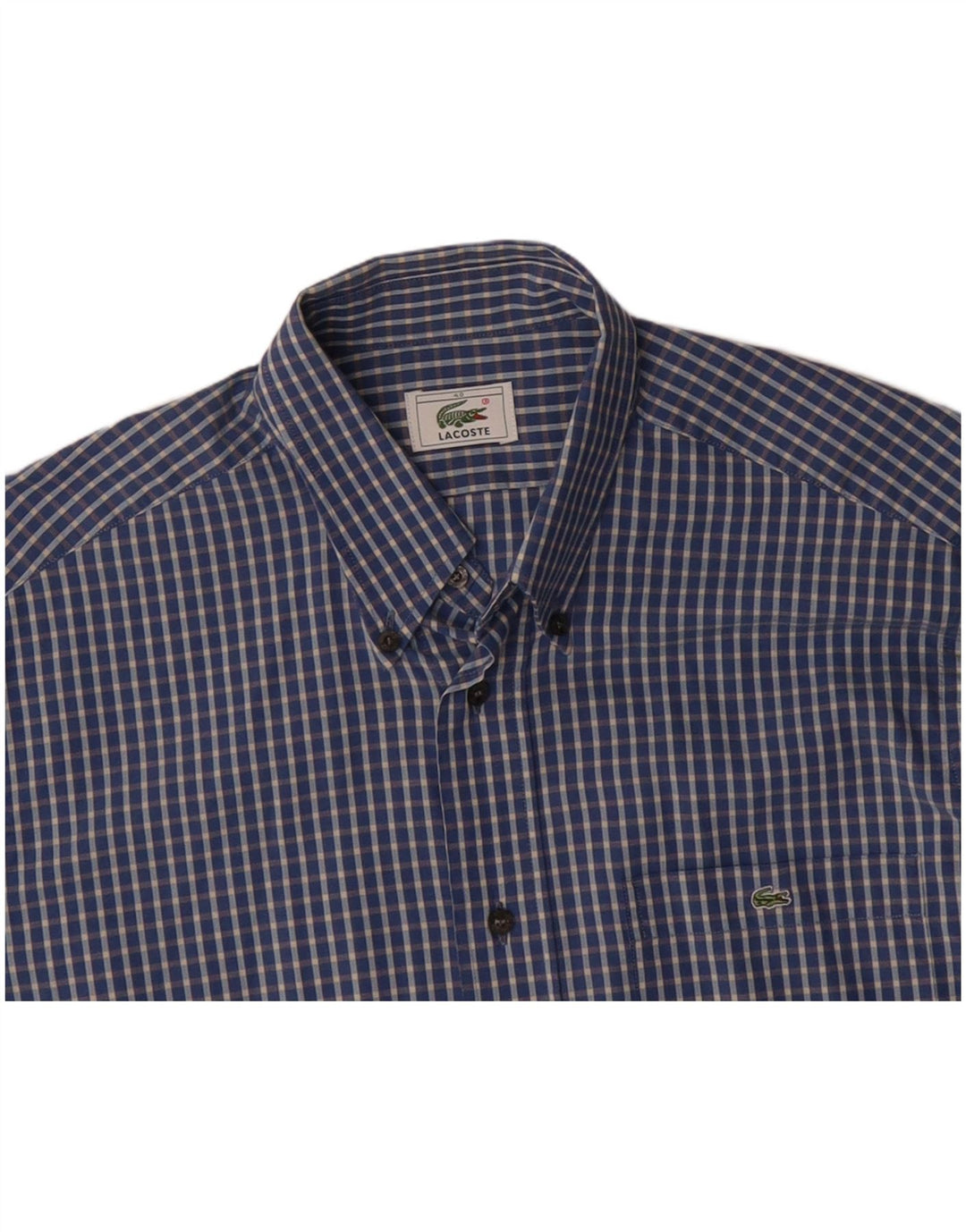LACOSTE Mens Shirt Size 40 Medium Blue Check Cotton