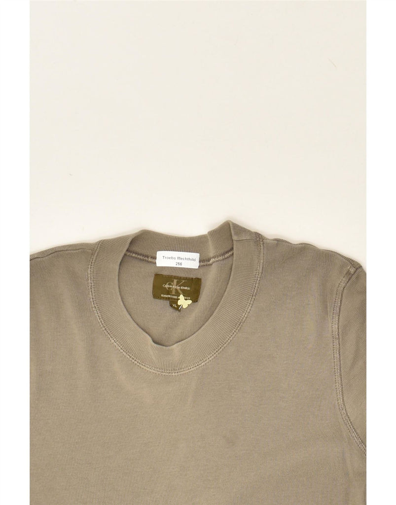 CALVIN KLEIN Womens T-Shirt Top UK 18 XL Khaki Vintage Calvin Klein and Second-Hand Calvin Klein from Messina Hembry 