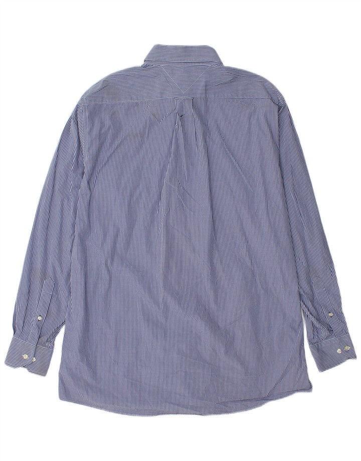 Tommy Hilfiger Mens Tall Shirt Size 17 XL Blue Gingham Cotton