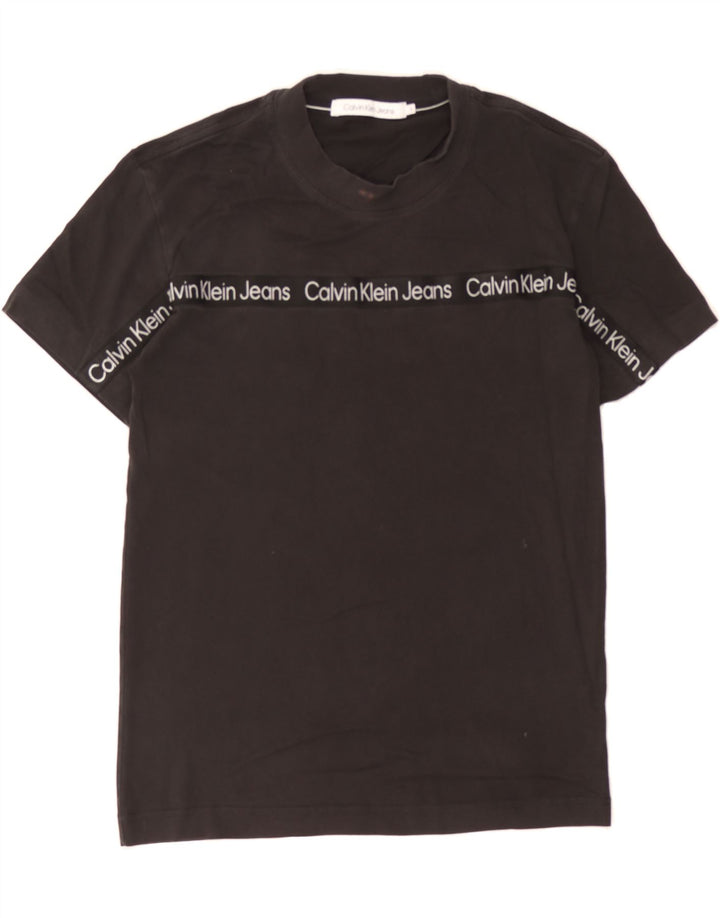 CALVIN KLEIN JEANS Mens Graphic T-Shirt Top Medium Black Cotton Vintage Calvin Klein Jeans and Second-Hand Calvin Klein Jeans from Messina Hembry 