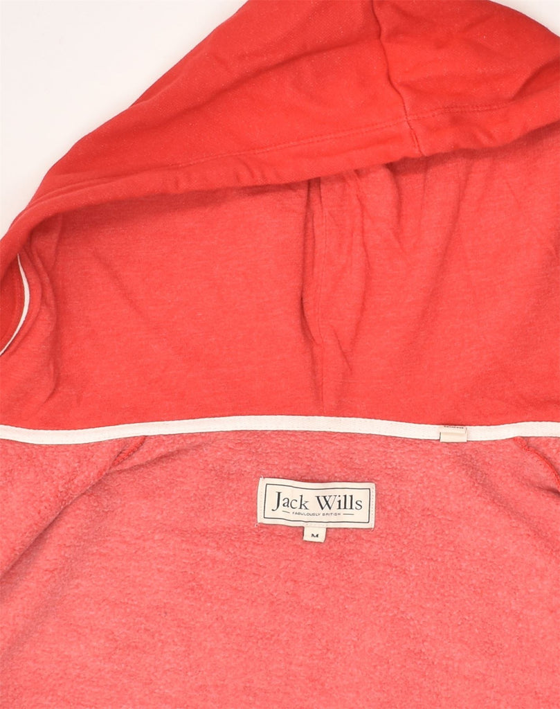 JACK WILLS Mens Graphic Zip Hoodie Sweater Medium Red Cotton | Vintage Jack Wills | Thrift | Second-Hand Jack Wills | Used Clothing | Messina Hembry 