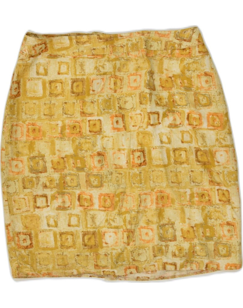 MARELLA Womens Mini Skirt UK 6 XS W28 Yellow Geometric Viscose | Vintage Marella | Thrift | Second-Hand Marella | Used Clothing | Messina Hembry 