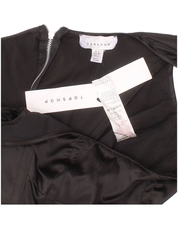 Topshop Womens Crop Corset Top UK 6 XS Black Polyester