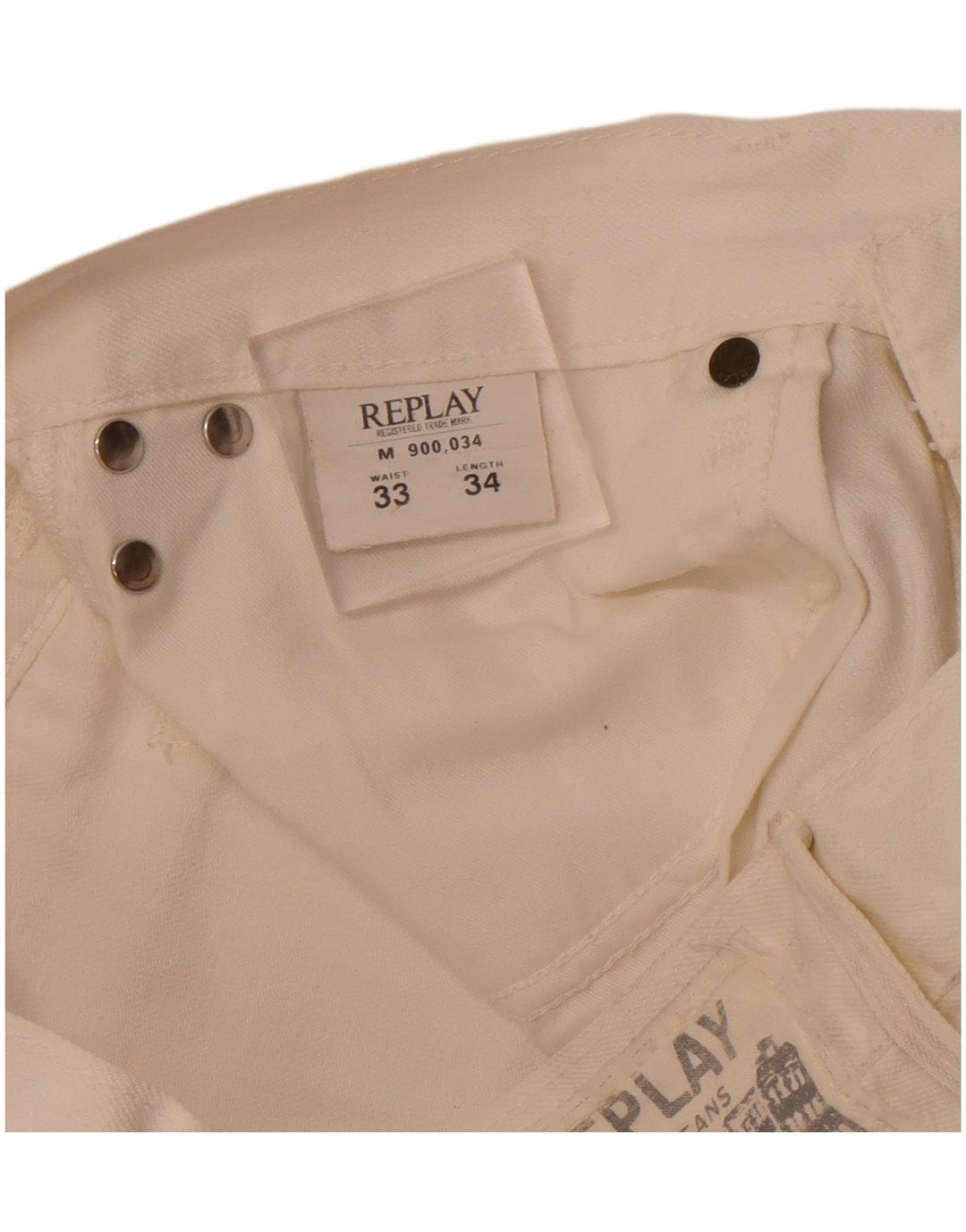 REPLAY Womens Straight Jeans  W33 L28 Off White Cotton