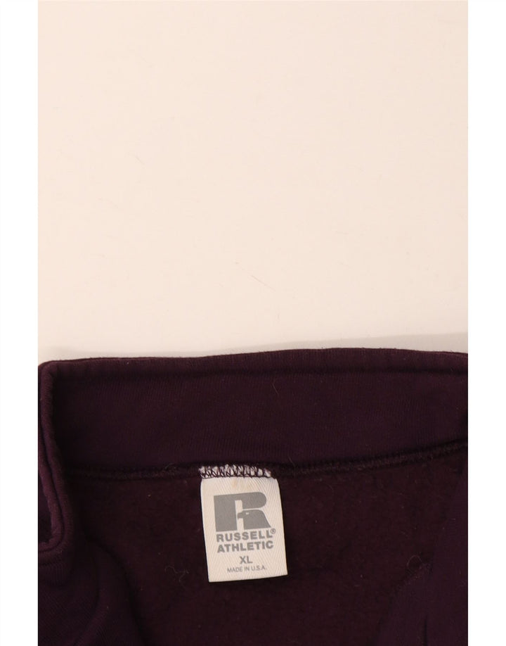 Russell Athletic Womens Zip Neck Sweatshirt Jumper UK 18 XL Maroon Cotton