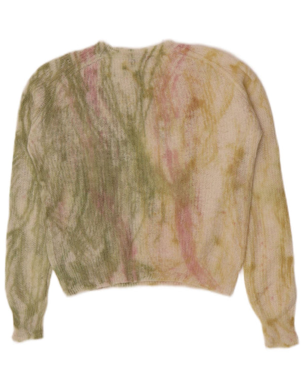 Zara Womens Crop Crew Neck Jumper Sweater UK 10 Small Multicoloured Tie Dye