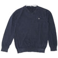 Crew Clothing Mens V-Neck Jumper Sweater Medium Navy Blue Cotton