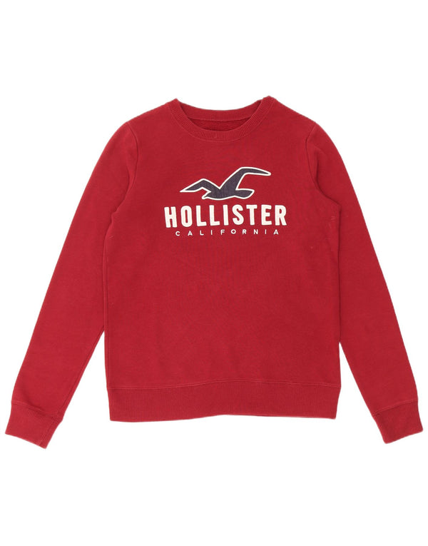 HOLLISTER Mens Graphic Sweatshirt Jumper XS Burgundy Cotton