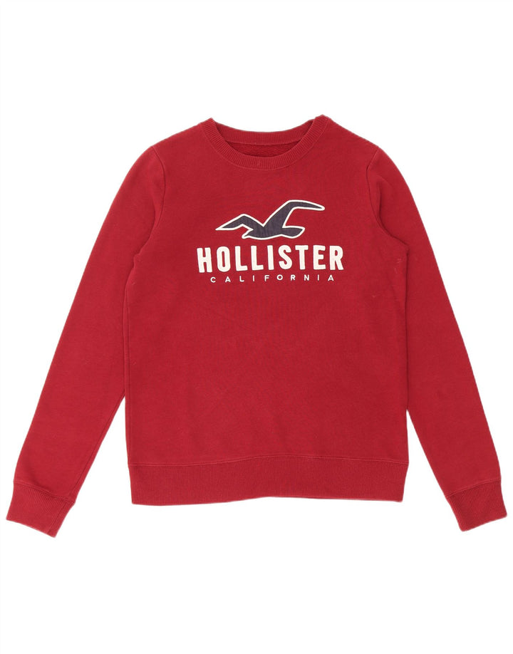 HOLLISTER Mens Graphic Sweatshirt Jumper XS Burgundy Cotton