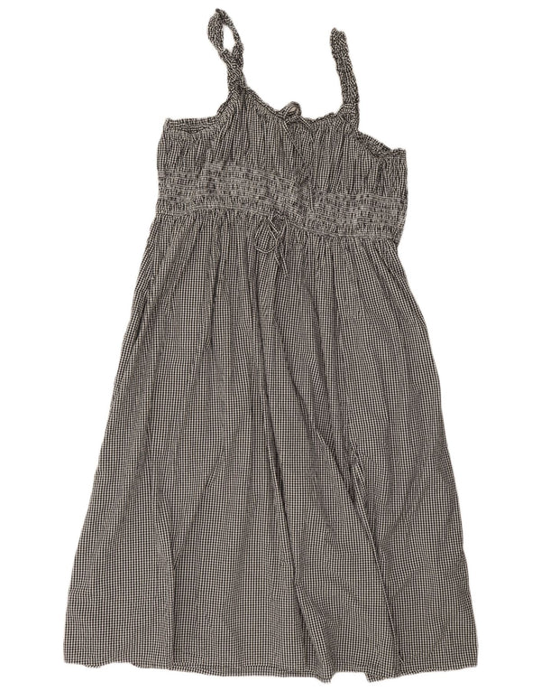 Next Womens Sleeveless A-Line Dress UK 22 3XL Black Gingham Cotton