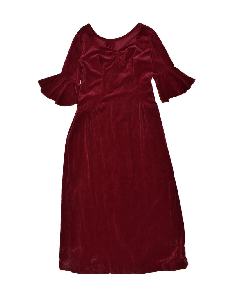VINTAGE Womens Velvet 3/4 Sleeve Maxi Dress UK 10 Small Maroon | Vintage Vintage | Thrift | Second-Hand Vintage | Used Clothing | Messina Hembry 