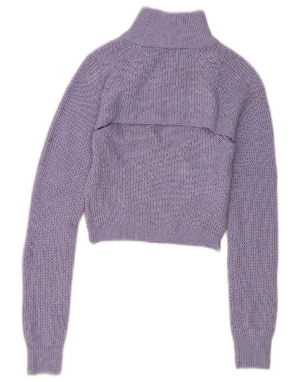 Urban Outfitters Womens Crop Turtle Neck Jumper Sweater UK 12 Medium Blue