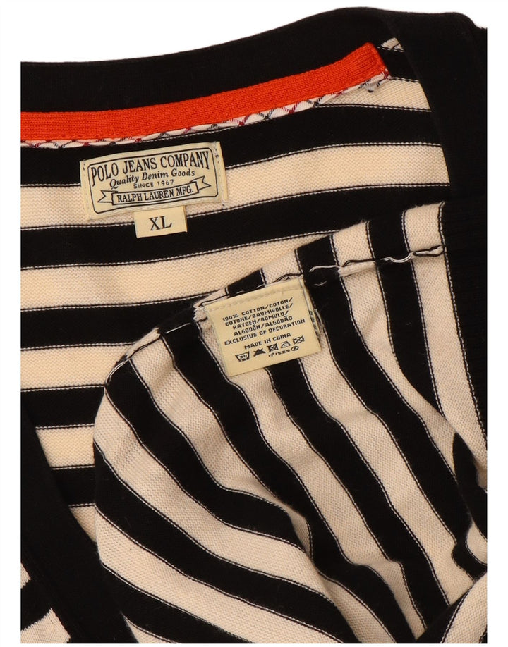 RALPH LAUREN Womens Graphic Cardigan Sweater UK 18 XL Off White Striped