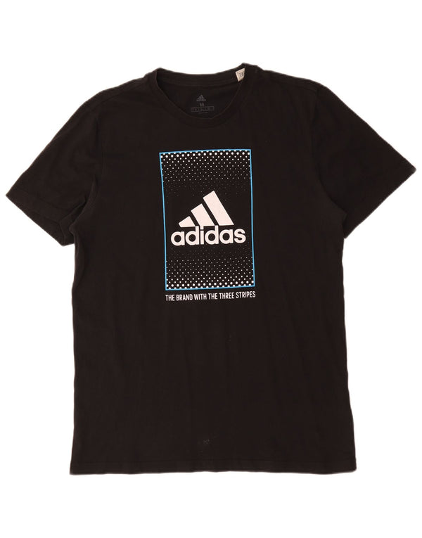 Adidas Mens Three Stripes Graphic T-Shirt Top Medium Black Cotton