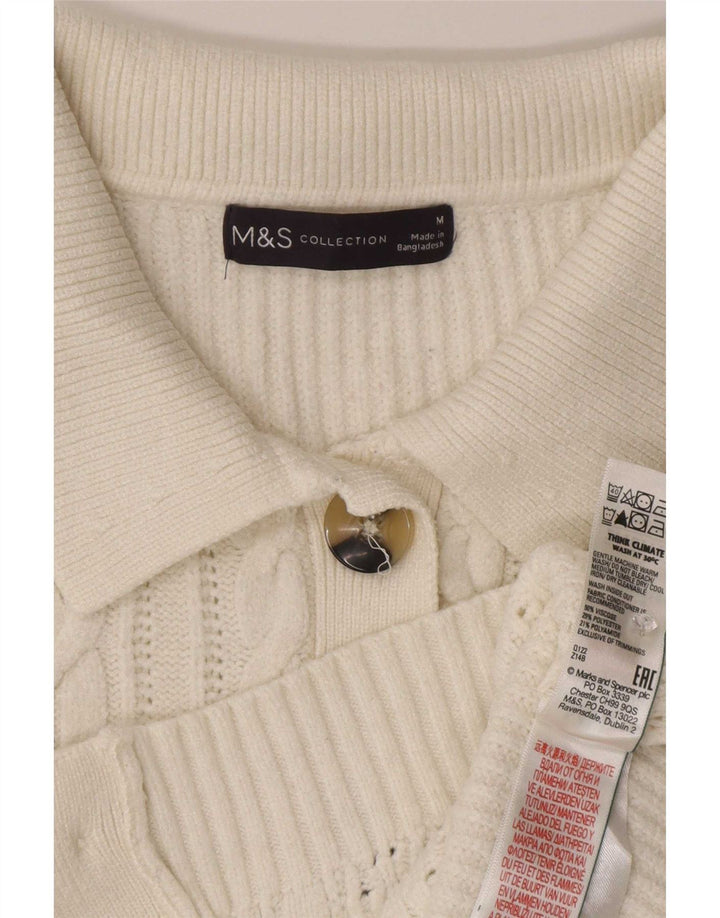 Marks & Spencer Womens Cardigan Sweater UK 14 Medium White Viscose